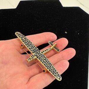 Gold and Black  Airplane Brooch Wendy Gell